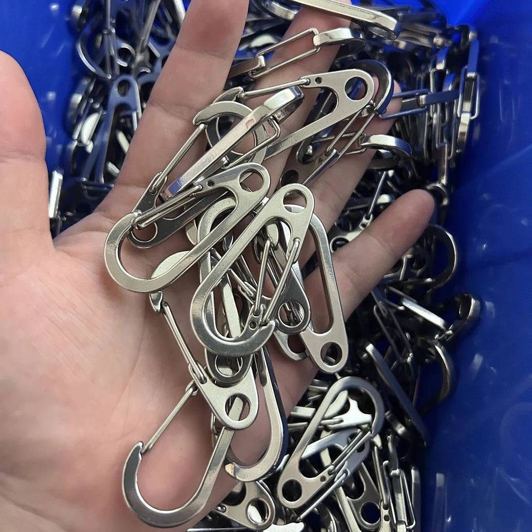2pcs Stainless Steel Small Mini Carabiner Clip Spring Snap Hook Keychains for DIY Key Rings Camping Backpack Jewelry Accessory Oasis Select