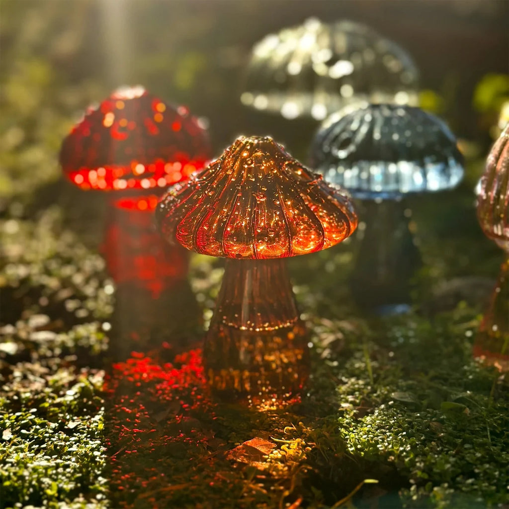 Colourful Mushroom Vase Plant Glass Plant Bud Vase Decoration Garden Glass Aromatherapy Vase Living Room Desktop Combination Oasis Select