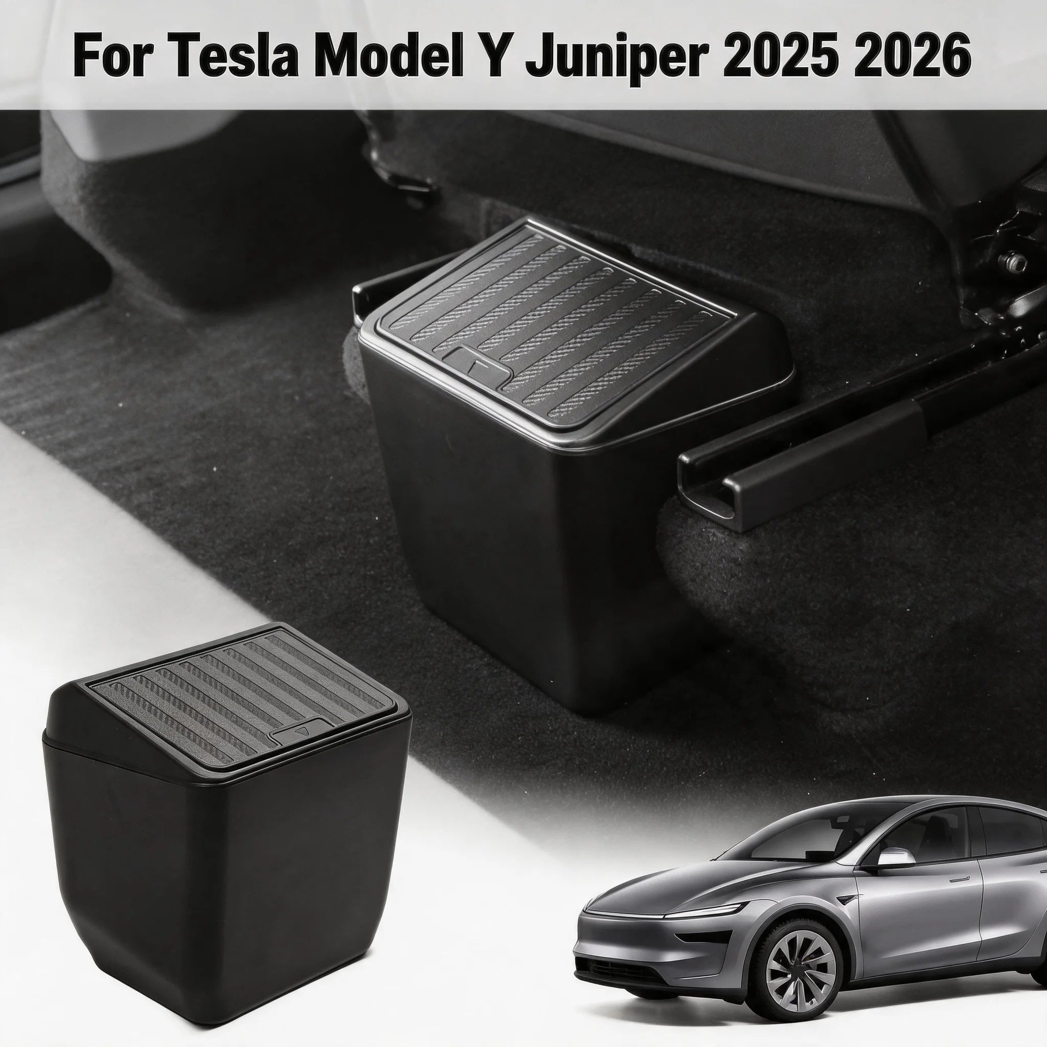 For Tesla Model Y Juniper 2025 Easy Clean Detachable Rear Seat Trash Can Rear Middle Garbage Bin Under Seat Storage Box Tray Oasis Select
