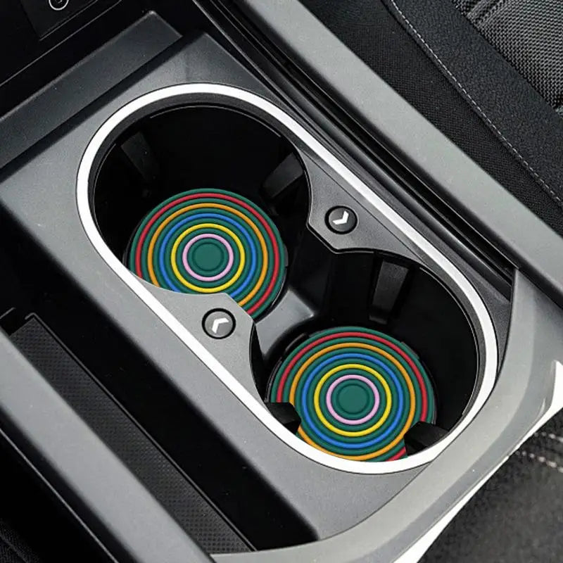 Cup Holder Coasters for Car Non-Slip Car Coasters Rainbow Car Drink Coaster Car Cup Holder Insert Cupholder Coaster Car Decor Oasis Select