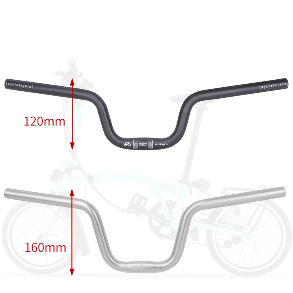 Folding Bike Handlebar Aluminum25.4*580mm Hi-Rise 120/160mm For Brompton Ultralight Bicycle Swallow Shaped Handle Accessories Oasis Select