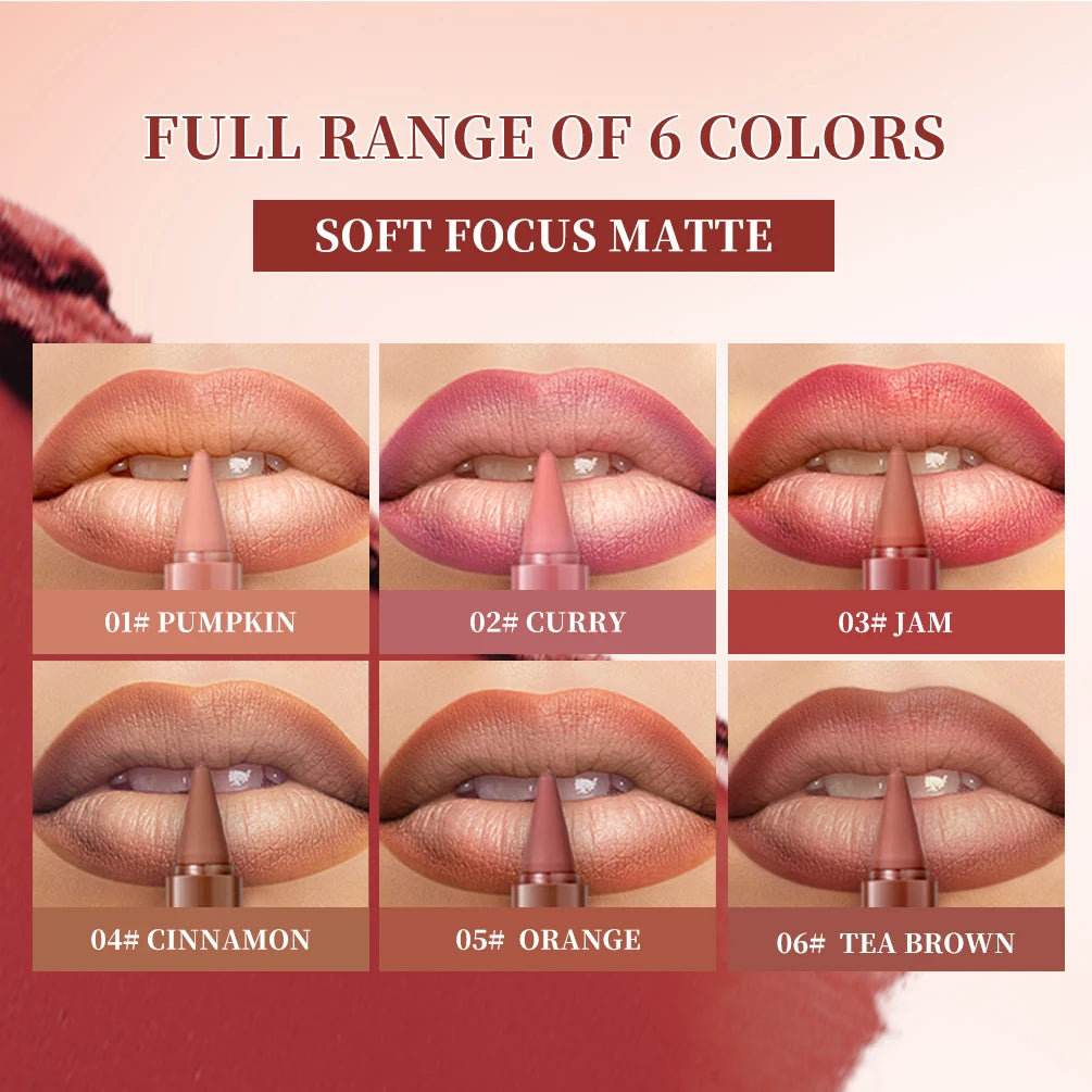 QIBEST Matte Lip Liner & Tint – Waterproof Nude Brown Contour