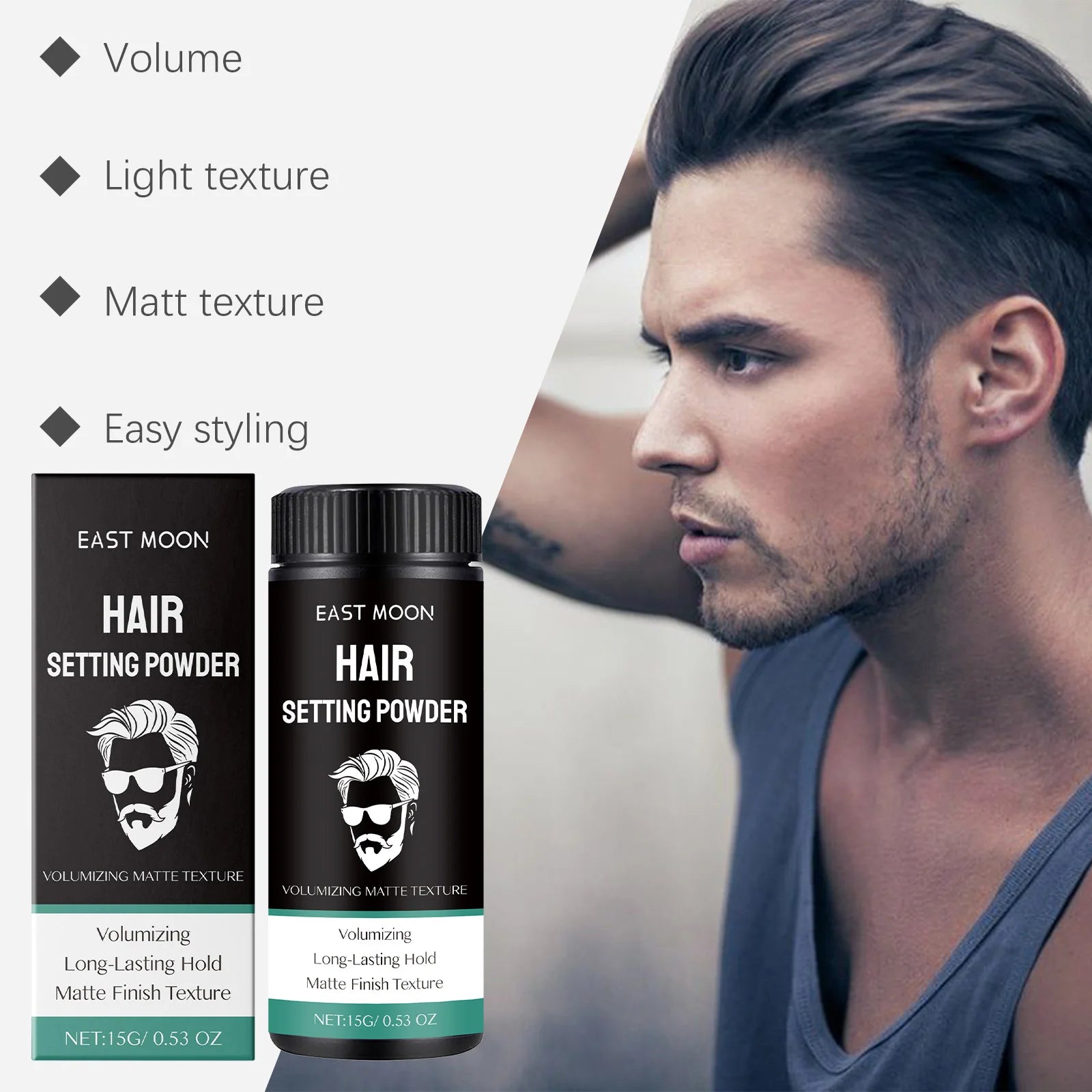 Matte Hair Styling Powder For Men - Instant Volume Texture Lightweight & Non-Greasy Easy To Use For Natural Looking Hairstyles Oasis Select