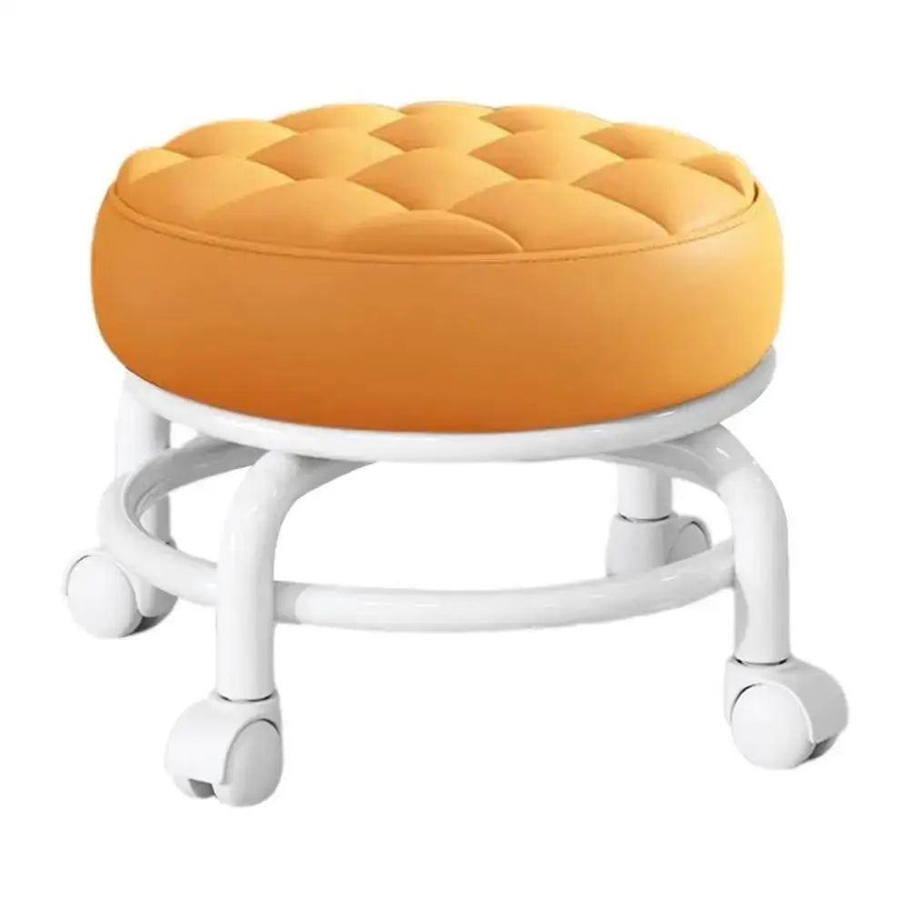 PU Leather Rolling Stool | 360° Swivel Wheels, 250 lb Capacity