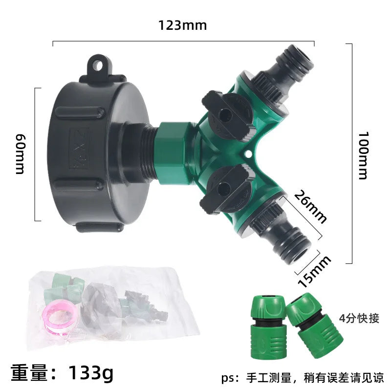 Garden 2 Way Water Pipe Connectors Pipe Adapter Hose Y Shape Splitter Valve Three Way Plastic Valve with Switch Oasis Select switch connection