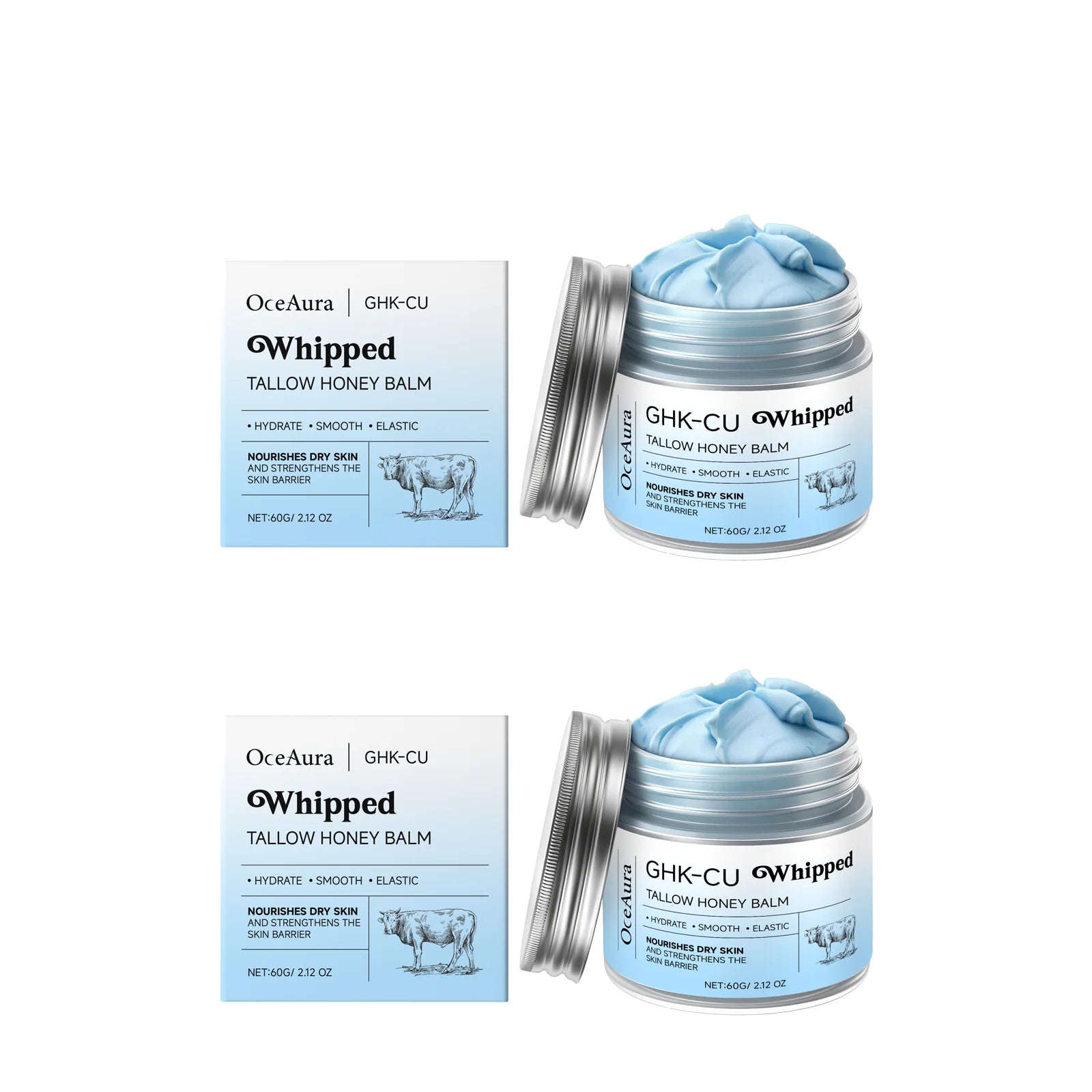 OceAura Copper Peptides Beef Tallow Honey Moisturizer Cream 60g Face Moisturizer Cream Oasis Select 2pcs