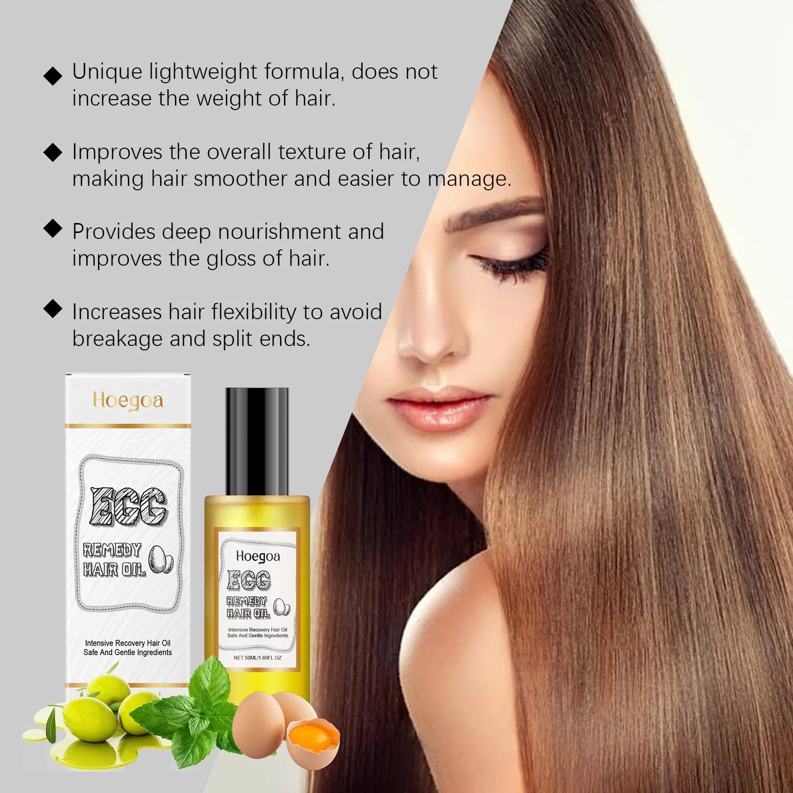 HOEGOA Egg Remedy Hair Oil – Smooth, Nourish & Repair 50ml Hair Care Oil Oasis Select