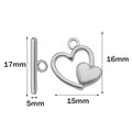5 Sets Stainless Steel Toggle Clasp T-bar Closure Ring Fastener Hook End Connectors for DIY Necklace Bracelet Jewelry Making Oasis Select Steel Heart