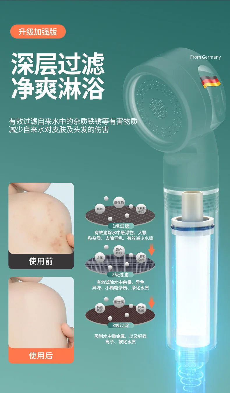 New Portable 3 Modes Travel business Trip Home RV Children Baby Shower Head Filter Rainfall Spray Shower Household Accessories Oasis Select