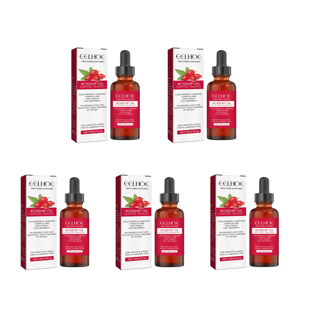 EELHOE Rosehip Facial Essential Oil Fade Fine Line Lifting Firming Repair Smooth Moisturizing Whitening Nourishing Skincare Oil Oasis Select 5 x 30ml Boxed