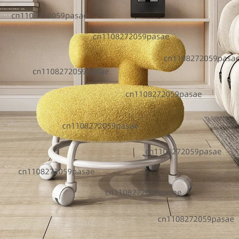 Professional Barber Chairs For Hairdressing, Household Pulley Low Stool With Baby, Lamb Wool Roller Low Stool Oasis Select B