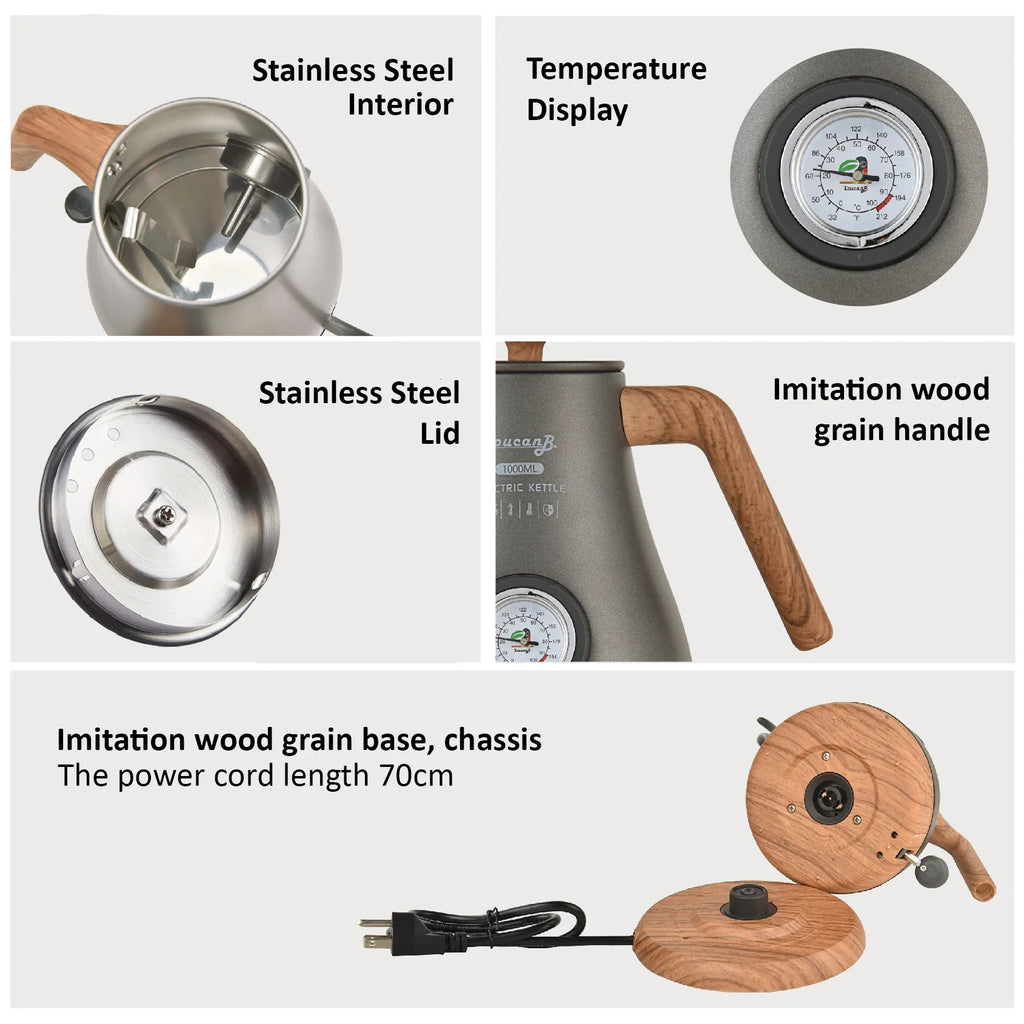 URGGU Stainless Steel Electric Kettle – 110V Temperature Control