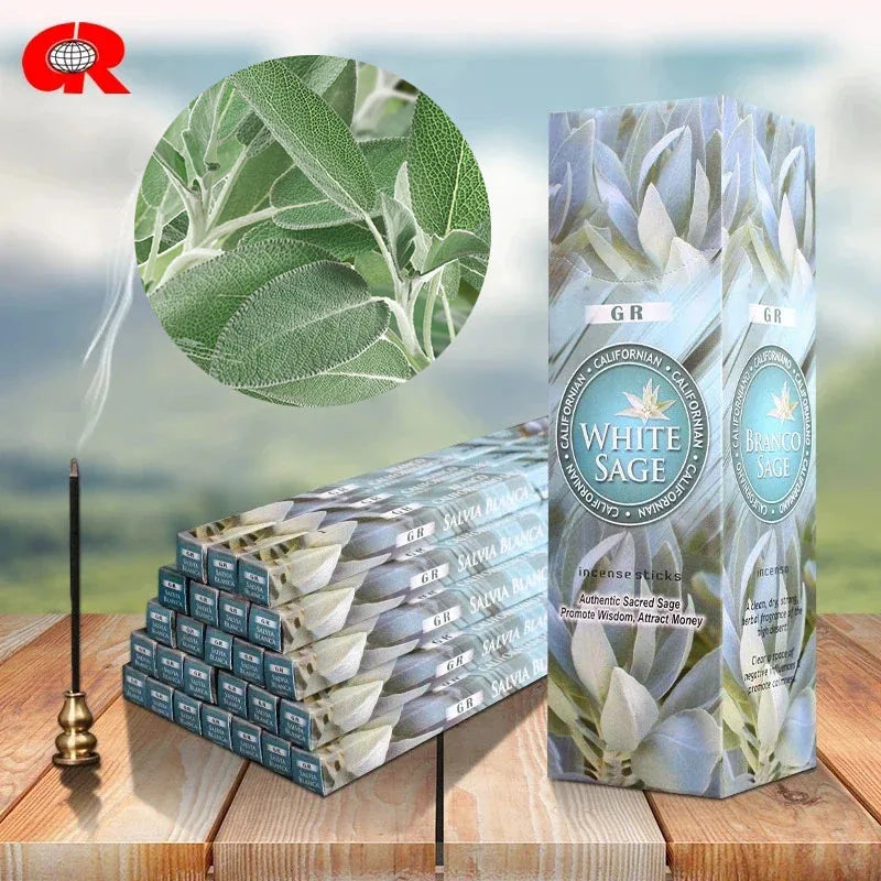 GR Indian Incense White Sage (Large Box) Sticks 25-small Boxes Original Packing Home Fragrance Indoor Long-lasting Aromatherapy Oasis Select