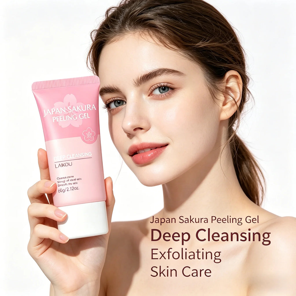 LAIKOU Japan Sakura Peeling Gel 60g Deep Cleansing Exfoliator Remove Dead Skin Pore Cleaner Smooth Skin Care Oasis Select