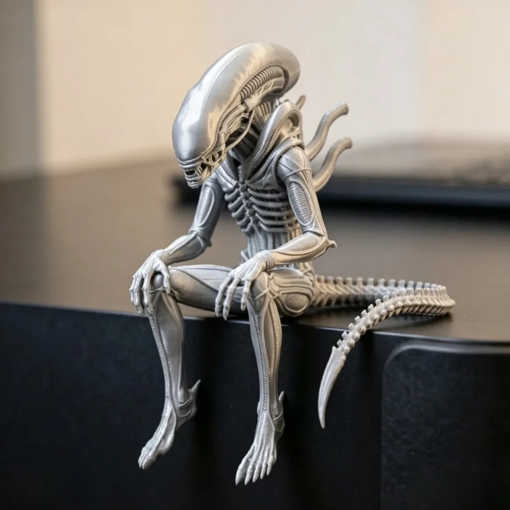 Sci-Fi Horror Alien Monster Sculpture 3D Printed Sitting Figurine Gothic Desktop Ornament Creative Collectible Decoration & Gift Oasis Select