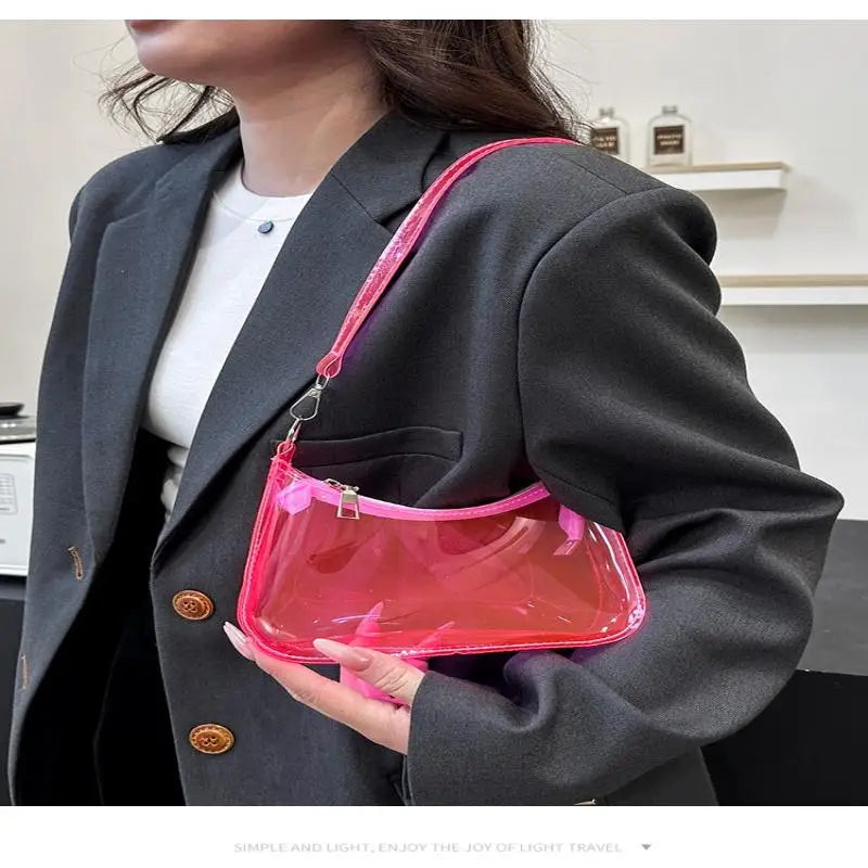 Clear Jelly Shoulder Bag – Y2K Small Underarm Purse