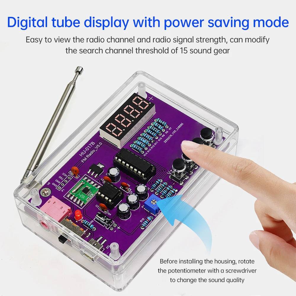 DIY FM Radio Electronic Kit Adjustable Frequency 87-108MHz Digital Display Soldering Project Practice Solder RDA5807S Oasis Select