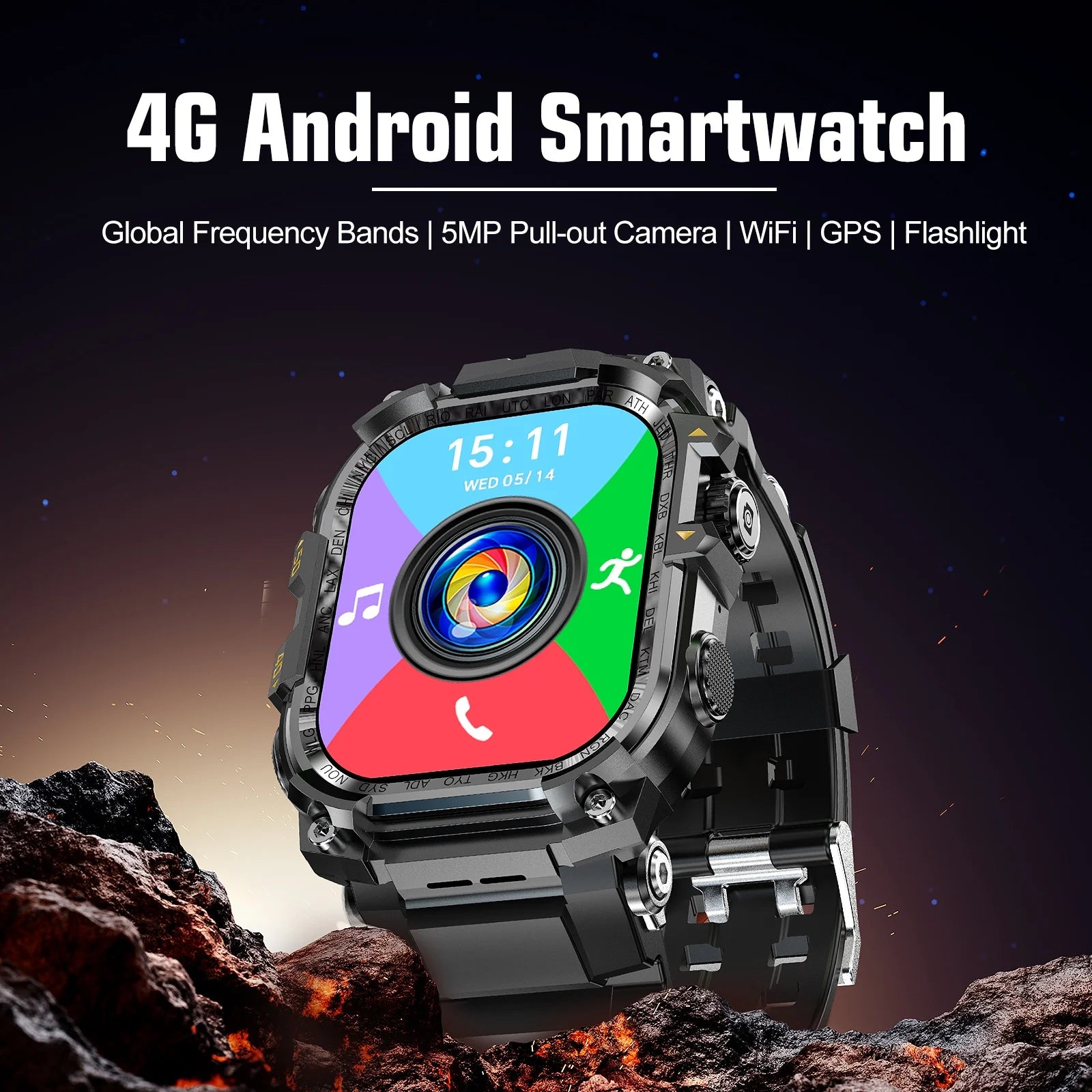 New Q888 4G Smart Watch GPS Wifi Android 10.0 OS Smartwatch Video Call 8MP Rotating Camera 2.06inch AMOLED HD Screen 32GB 256GB Oasis Select