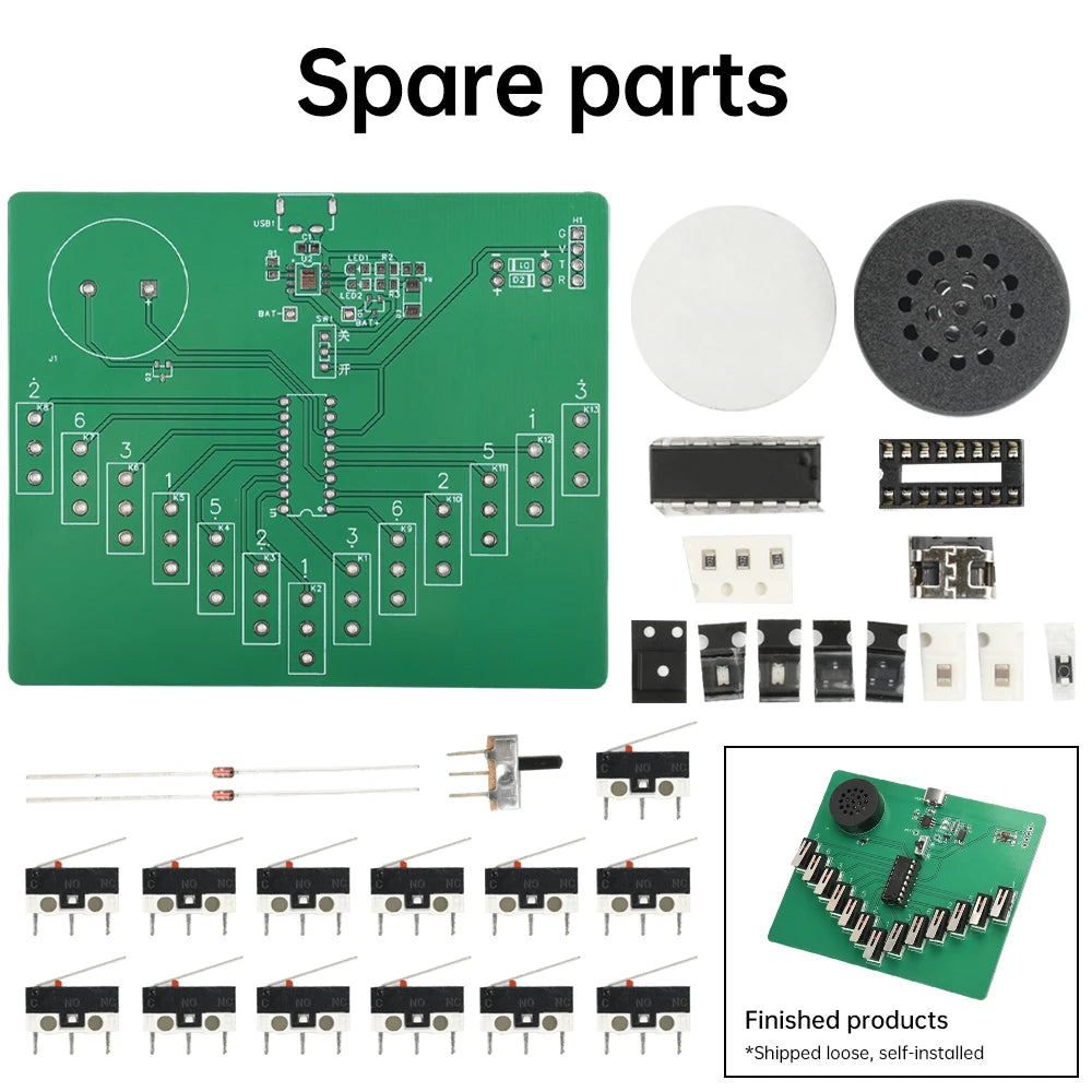 DC 3-5V Type-C Electronic Kalimba DIY Kits Pentatonic Scale Musical Instrument Circuit Board Welding Practice Teaching Parts Kit Oasis Select DIY Kits