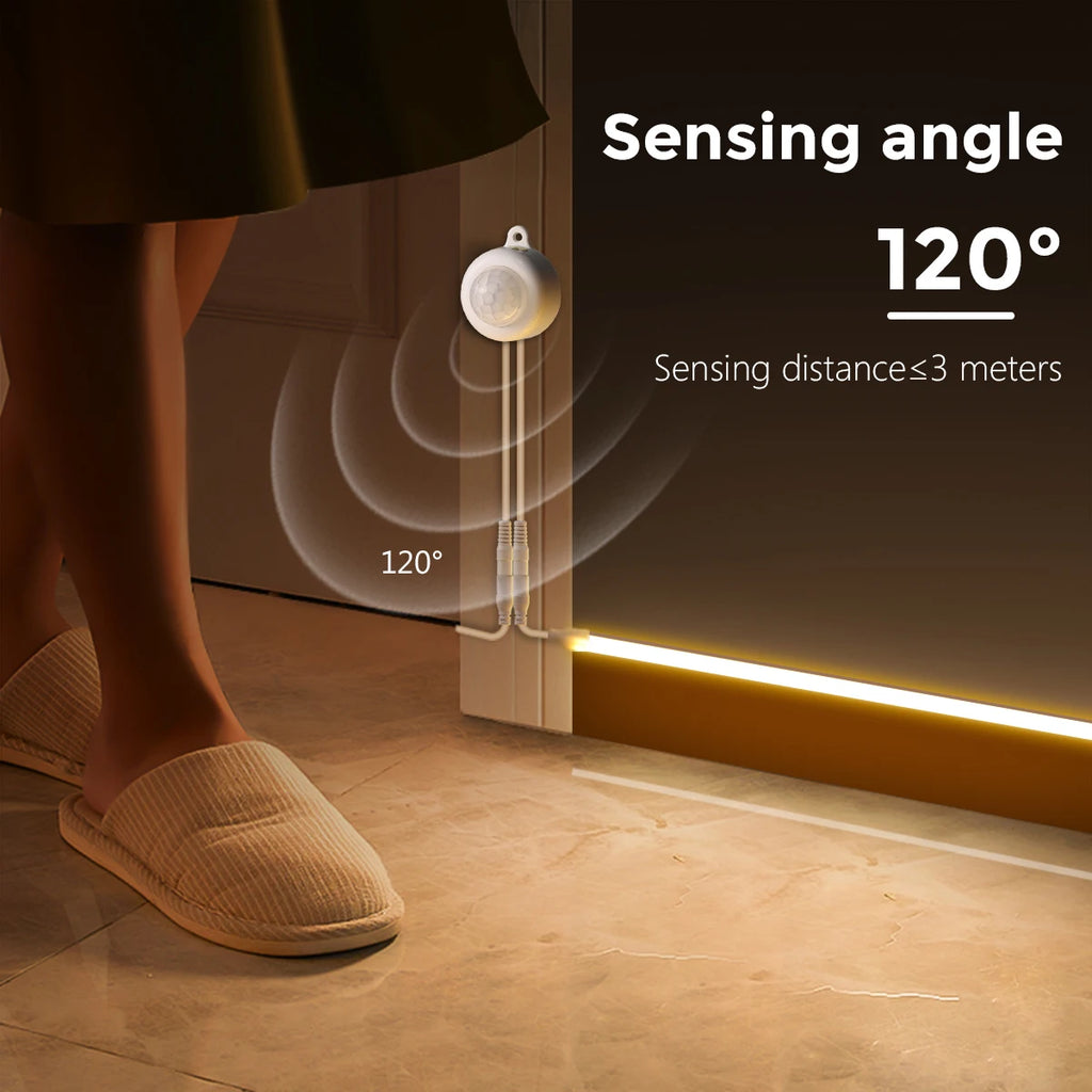 DC12V LED Light Bars Bedroom Night Induction Lamp 30CM/40CM/50CM PIR Motion Sensor For Kitchen Stair Hallway Lighting White/Warm Oasis Select