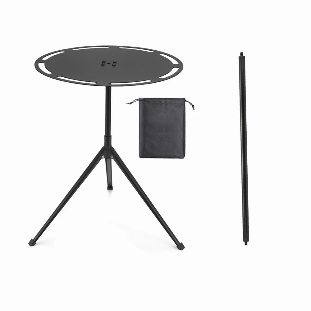 Telescopic Folding Picnic Table Strong Load-bearing Round Camping Table with Light Pole Tripod Storage Bag for BBQ Picnic Hiking Oasis Select
