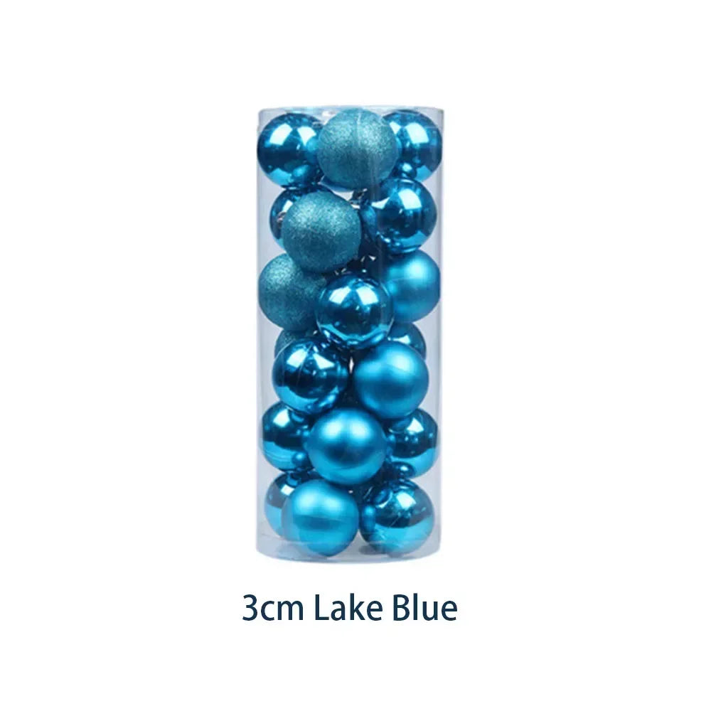 3cm Christmas Tree 24pcs Ball Baubles Plastic Props Xmas Birthday Decorations Glitter Hanging Holiday Matte Ornaments Wedding Oasis Select Lake Blue China Mainland