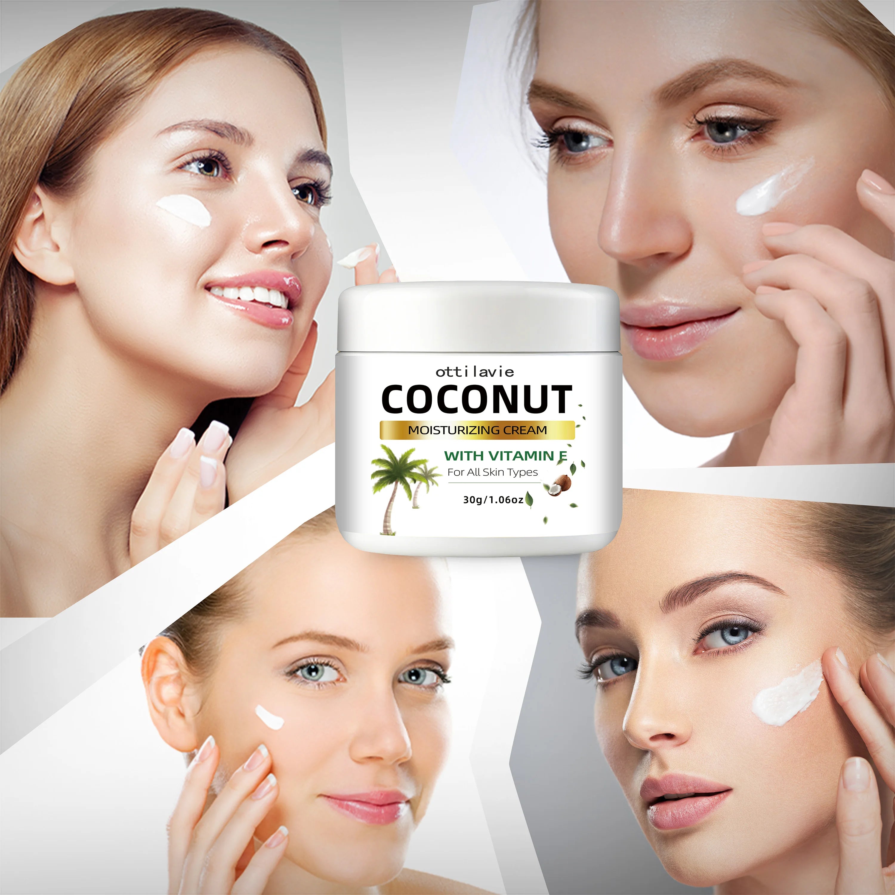 Ottilavie Coconut Cream – 24-Hr Moisture, Vitamin E & Collagen Face Moisturizer Cream Oasis Select