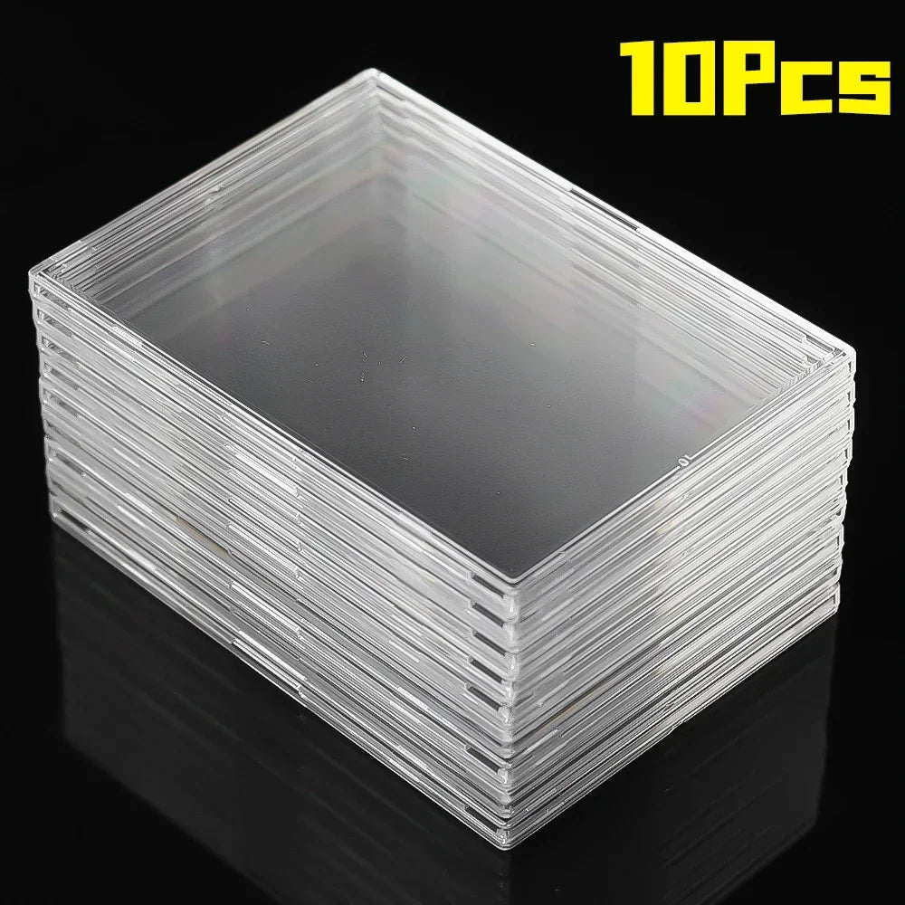 Clear Acrylic Card Holder Snap Type Gaming Sports Trading Card Display Case Kpop Idol Photo Protective Sleeves Not Magnetic Oasis Select 10Pcs Case