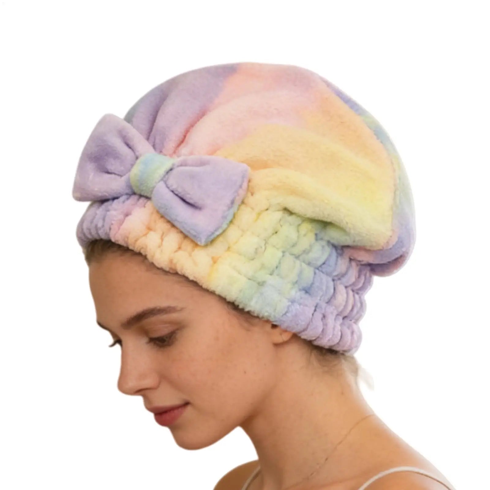 Microfiber Hair Drying Towels Head Wrap with Bow-Knot Shower Cap Hair Turban HairWrap Bath Cap for Curly Long Wet Hair Gift Oasis Select