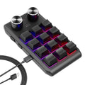 12 Keys 2 Knob RGB Programming Macro Gaming Knob Keypads Mini Custom Programming Keyboard USB Mechanical Keyboard for Photoshop Oasis Select Black Wired BT