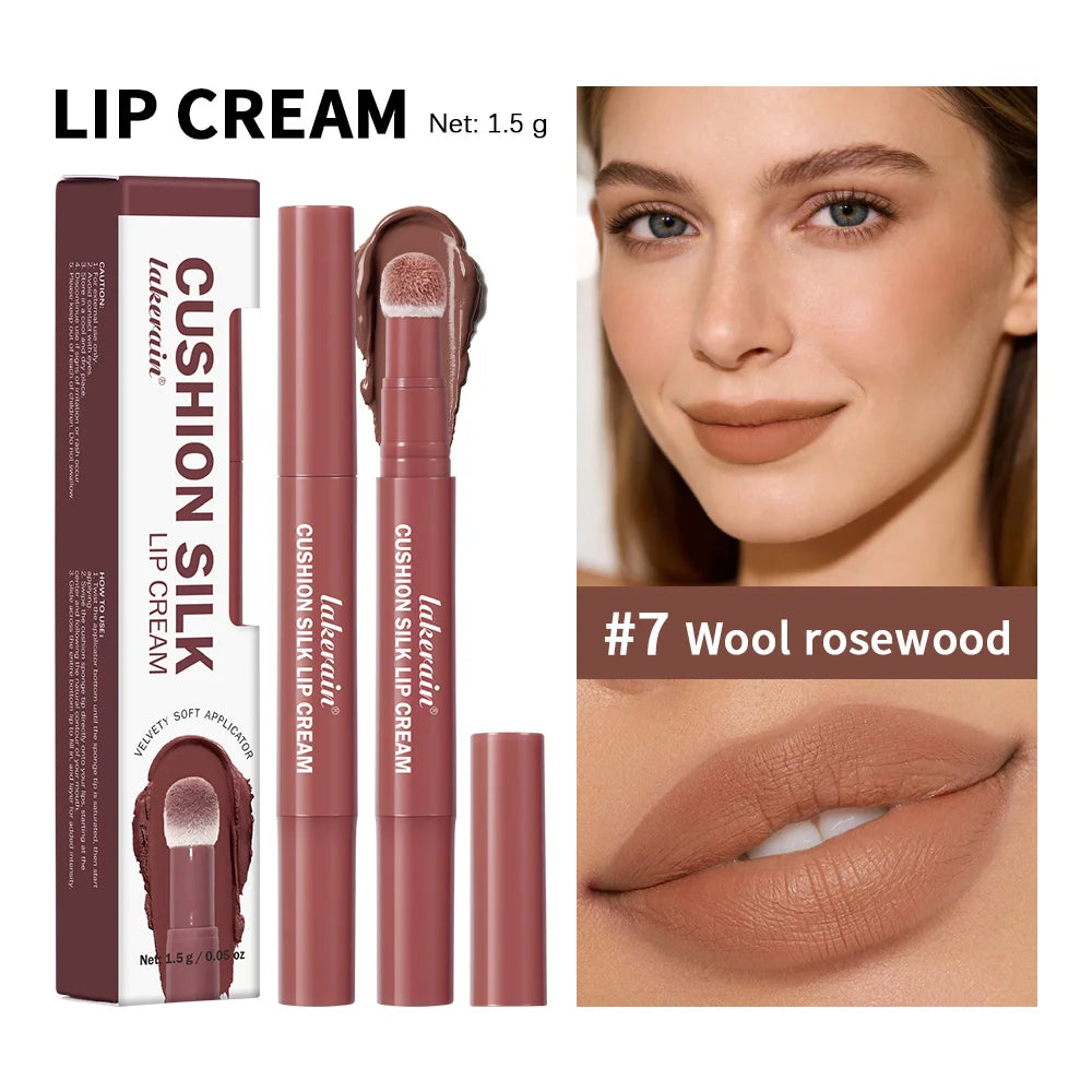 Cushion Silk Lip Cream Long Lasting Wear Waterproof Non Transfer Formula Matte Velvety Finish Lip Glaze Natural Cosmetics Oasis Select 7 Wool Rosewood