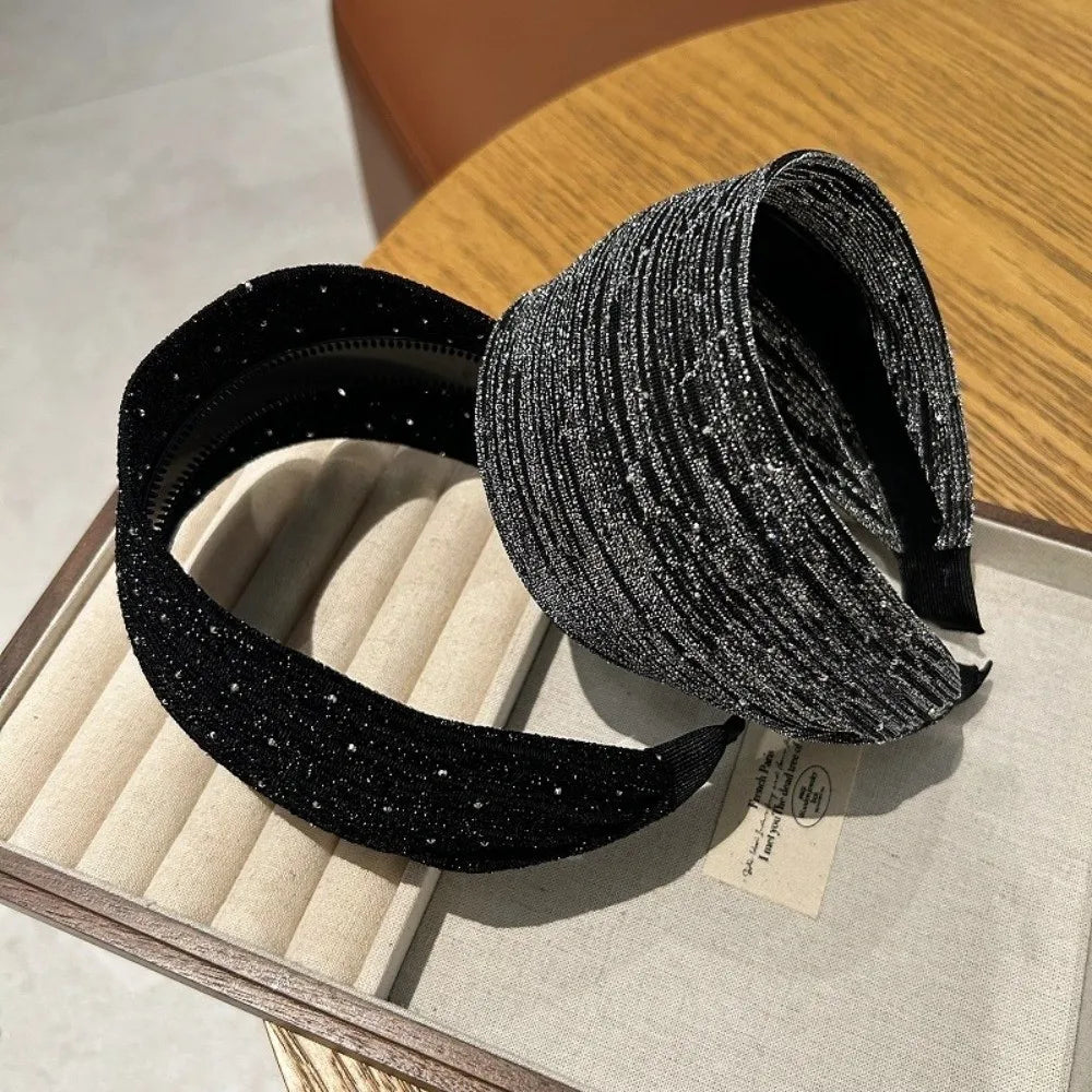 Elegant Sparkling Rhinestones Headband Extra Wide Full Moon Star High-crowned Hair Hoop Deluxe Hairband Party Hair Accessory Oasis Select