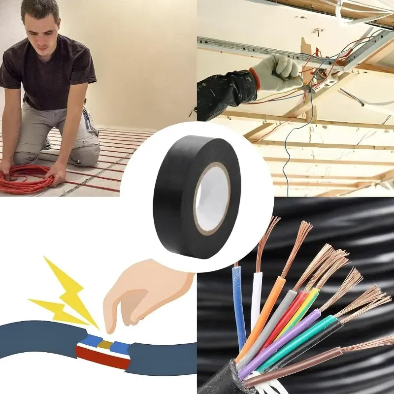 Black Electrical Insulation Tape Wire Bundle Insulation Auto Wiring Wrap Cable Adhesive Insulating Tape Electro Home Improvement Oasis Select