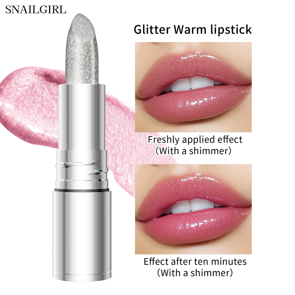 QIC Color-Changing Glitter Lipstick – Matte Waterproof Lip Tint