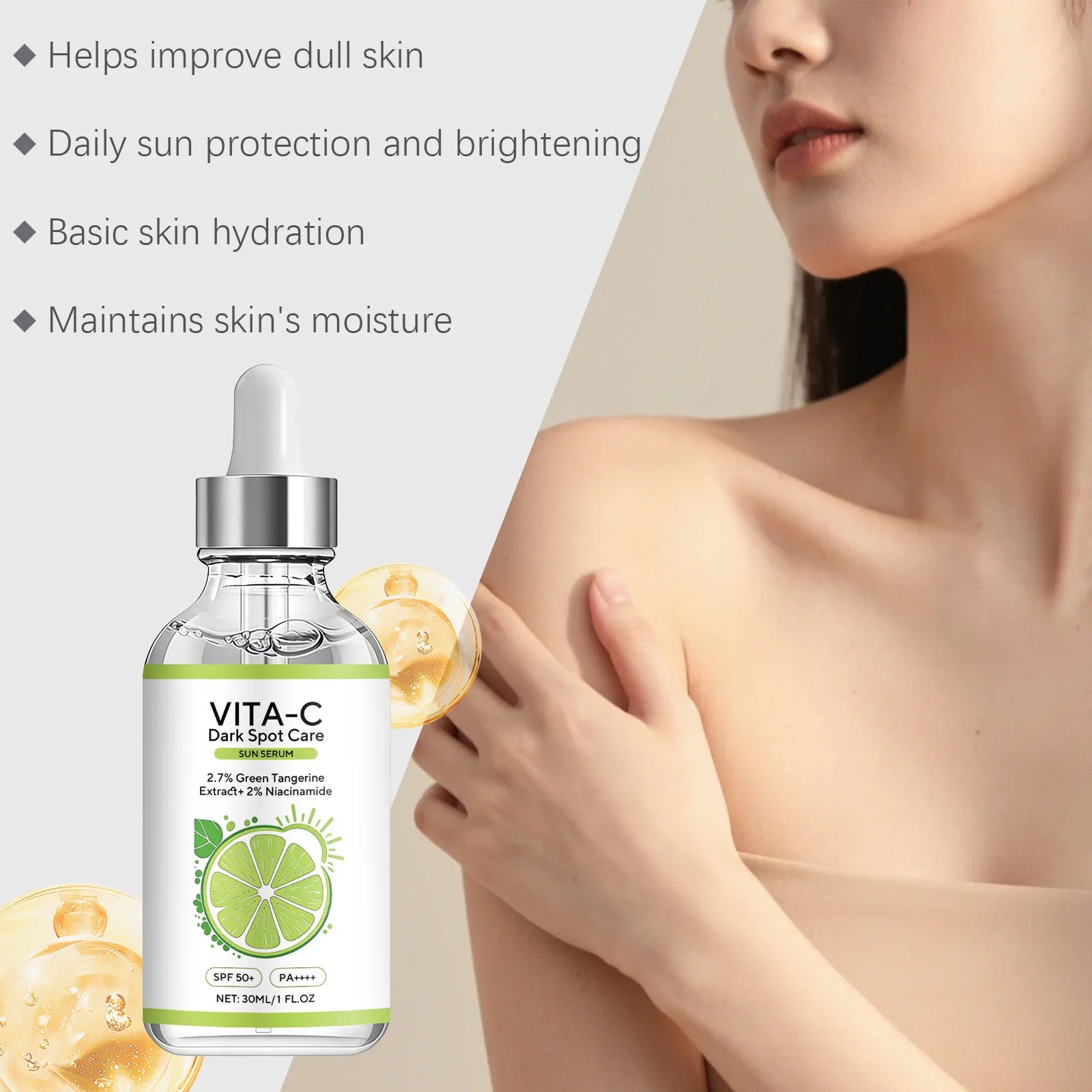 Vitamin C Sunscreen Essence – Brighten & Fade Spots SPF Serum Brightening Sunscreen Serum Oasis Select