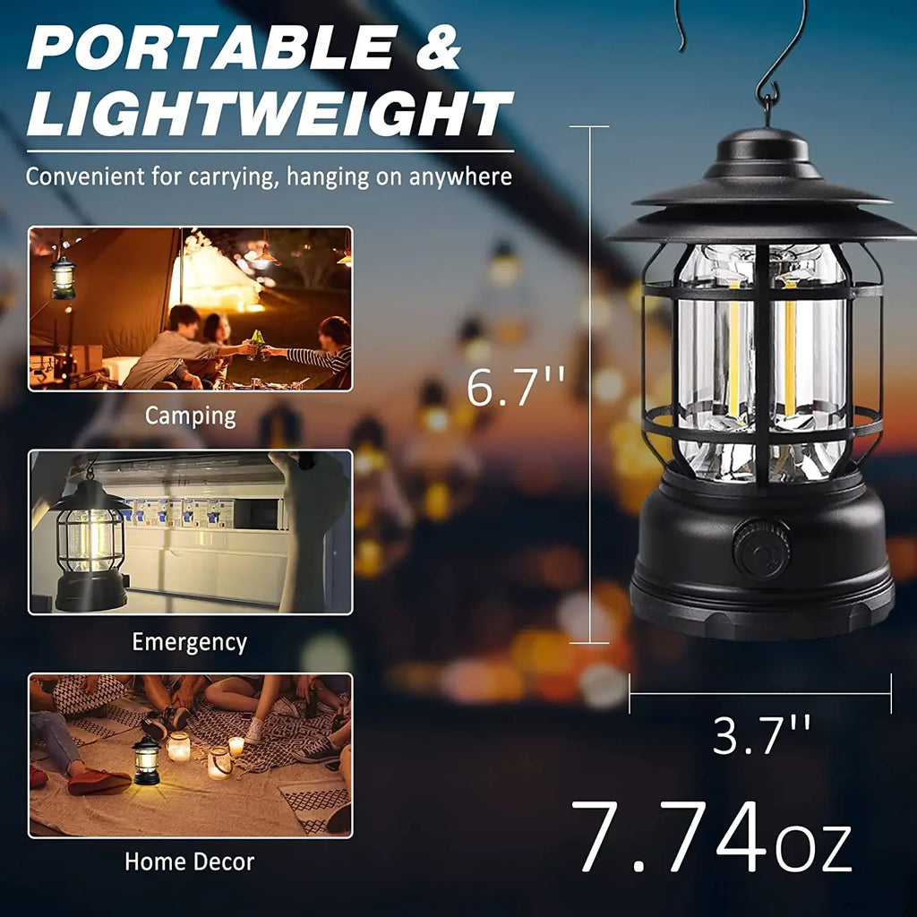 ESMARTER Rechargeable COB Camping Lantern – Stepless Dimming