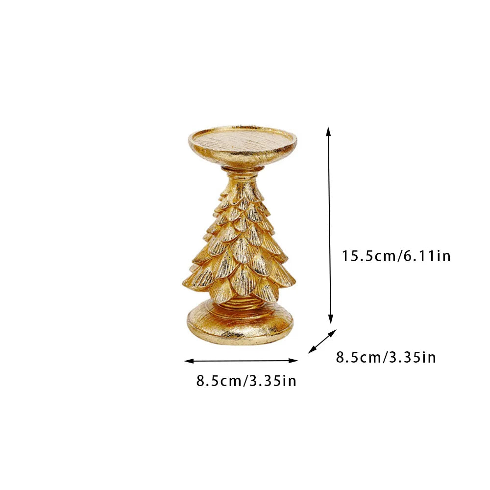 Christmas Tree Candlestick Home Restaurant Counter Desktop Christmas Atmosphere Christmas Decoration Candle Display Oasis Select YELLOW 1Pc