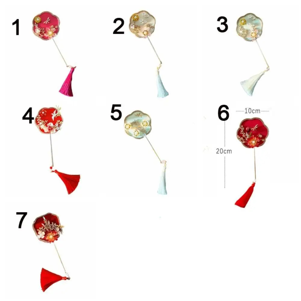 Chinese Style Mini Chinese Fan with Pendant Handheld Bridal Group Fan Tassels Vintage Chinese Silk Fan Chinese Wedding Oasis Select