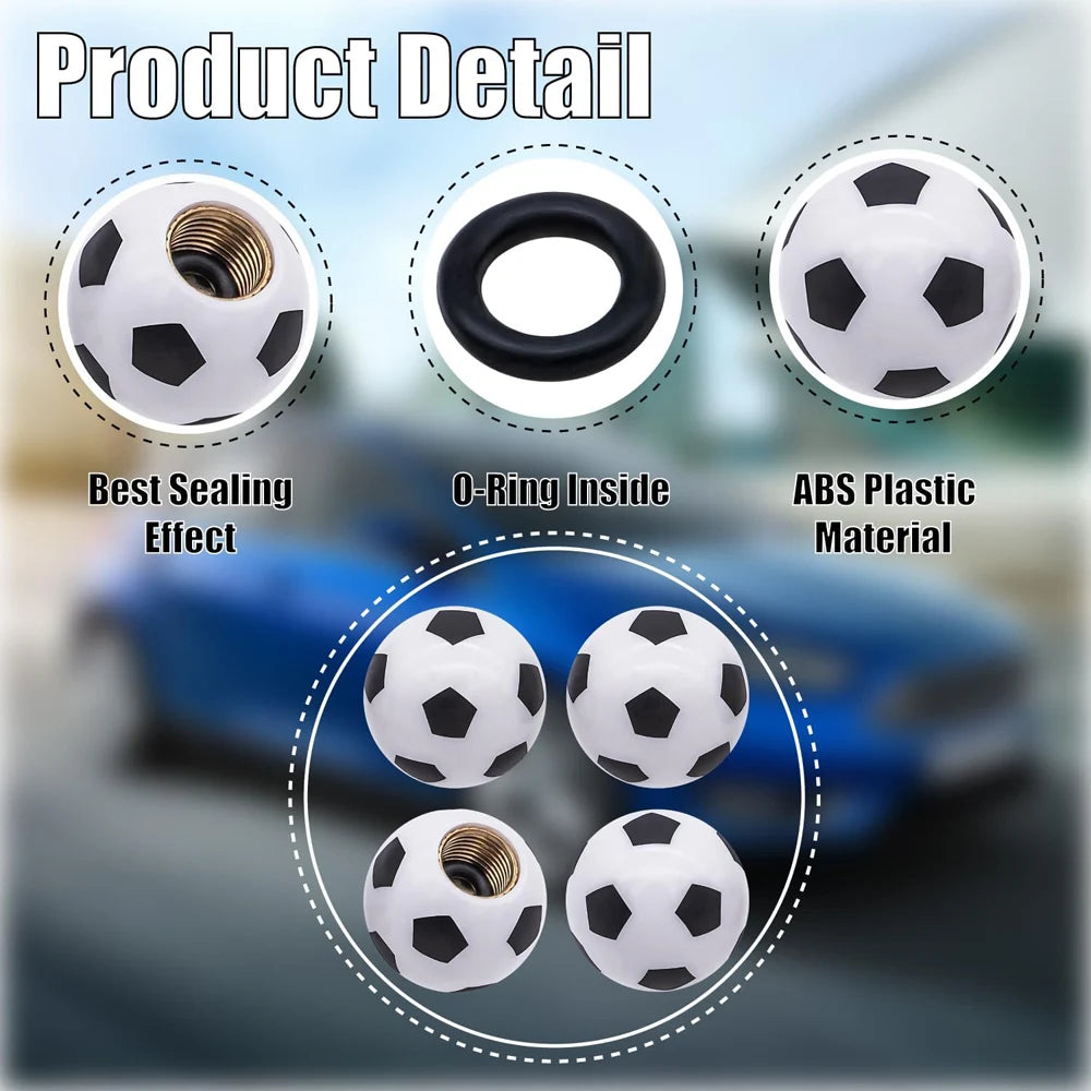 Football Style Tire Valve Stem Caps, Copper Core Dustproof Tire Valve Stem Covers for Cars, Trucks, Bikes, Motorcycles, Bicycles Oasis Select
