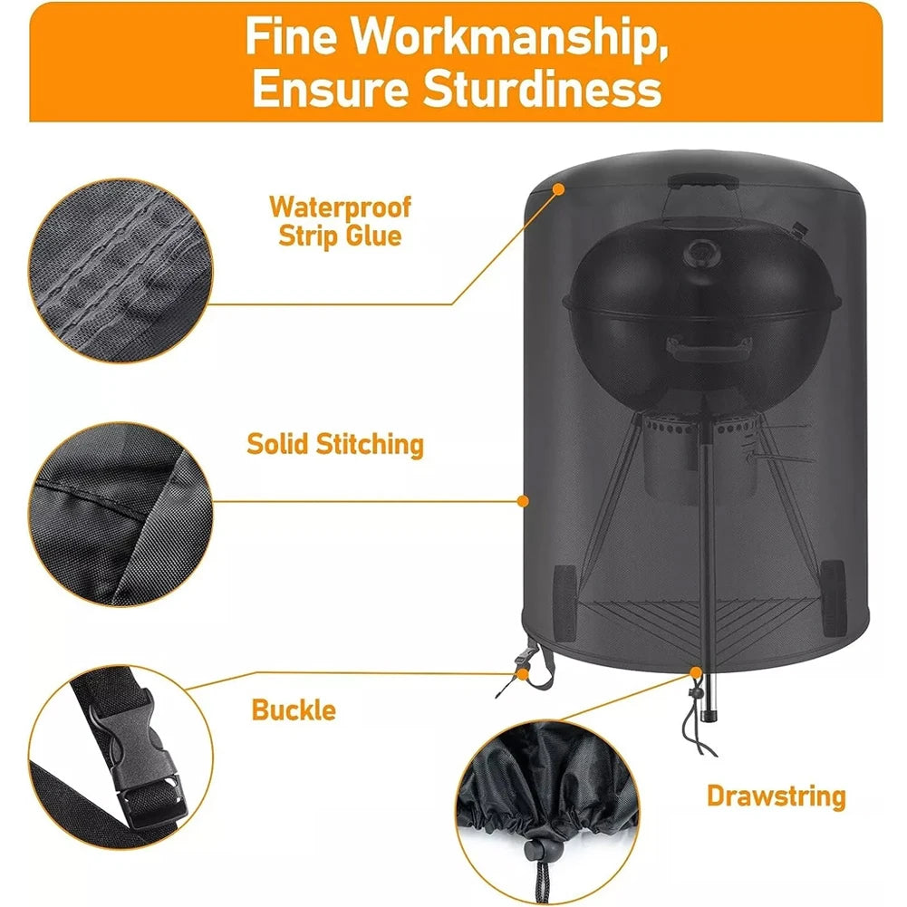 Raweao Kettle BBQ Cover Weber Waterproof Barbecue Cover Round BBQ Outdoor Rain Protective Barbecue Oxford Cover Tools 57Cm Oasis Select