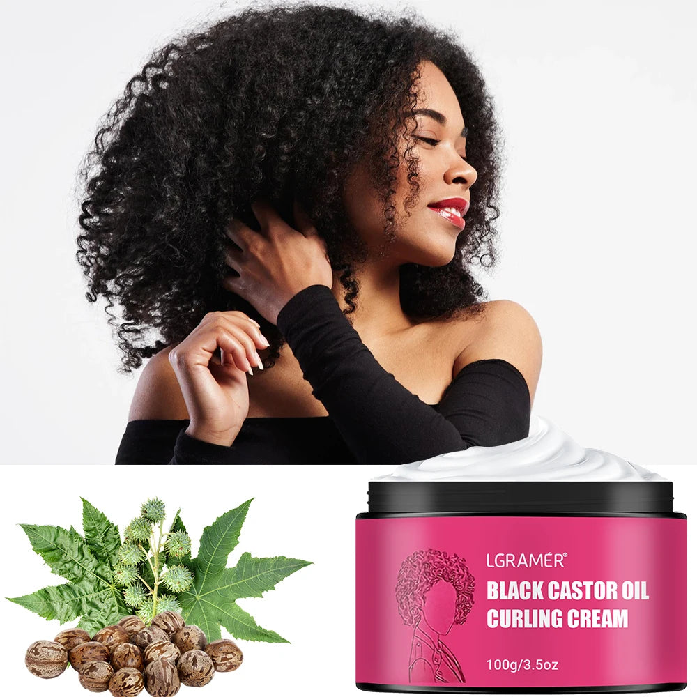 LGRAMÉR Black Castor Oil Curl Defining Cream Non-stick Hydrates & eliminates frizz, Hair-Smoothing Anti-Frizz Cream to Define Oasis Select