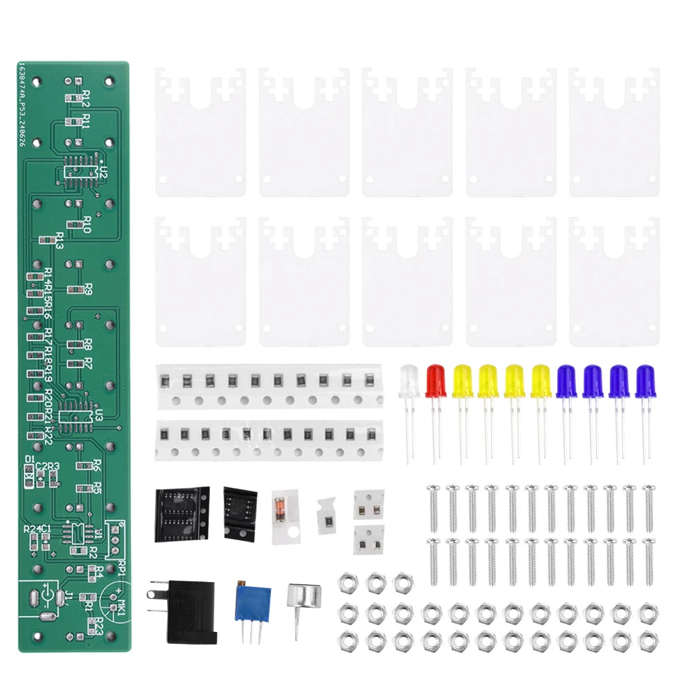 DIY Sound Control LED Music Spectrum Electronic Kit Crystal Column Audio Display PCB Soldering Practice Kit LM339 LM358 DC5-12V Oasis Select KIT