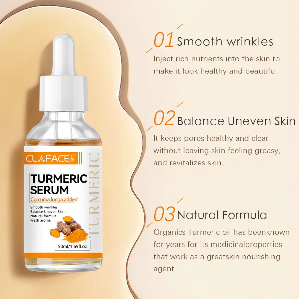 Moisturizing Face Serum Turmeric Essential Oil Lift Brighten Firming Skin Smooth Anti-aging Lighten Spots Face Care Essence Oasis Select