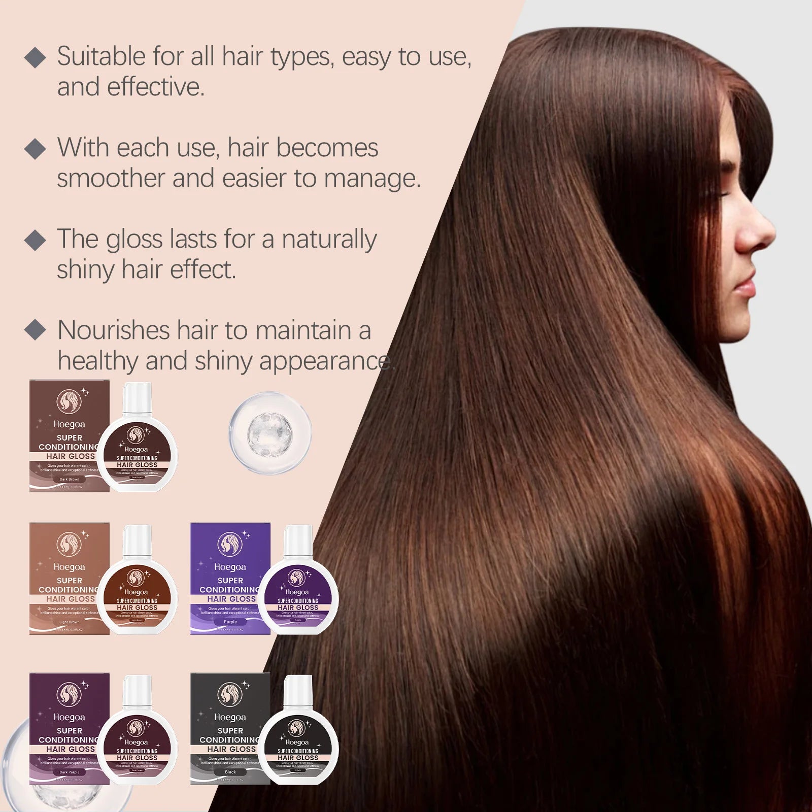 Hoegoa Anti-Frizz Hair Brightening Conditioner Enhances Hair Color Increases Hair Elasticity Shine Deep Nourishing Conditioner Oasis Select
