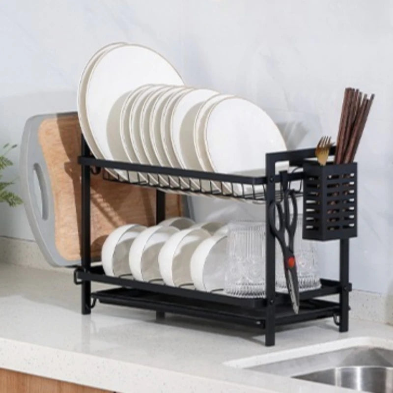Kitchen Dish Drain Rack Double-layer Tableware Storage Rack Tableware Shelf Drain Basket Sink Dishwasher Dish Rack Oasis Select