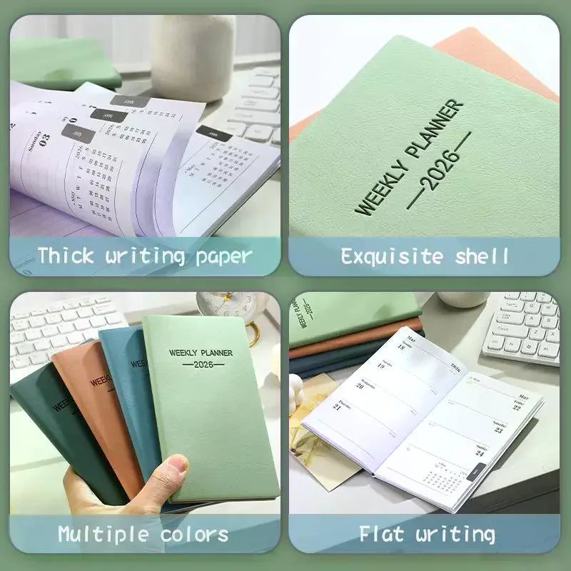 1pc A6 Size 2026 Daily Planner, Morandi Color Leather Calendar, 64 Sheets 128 Page Thin Weekly Calendar Book Oasis Select