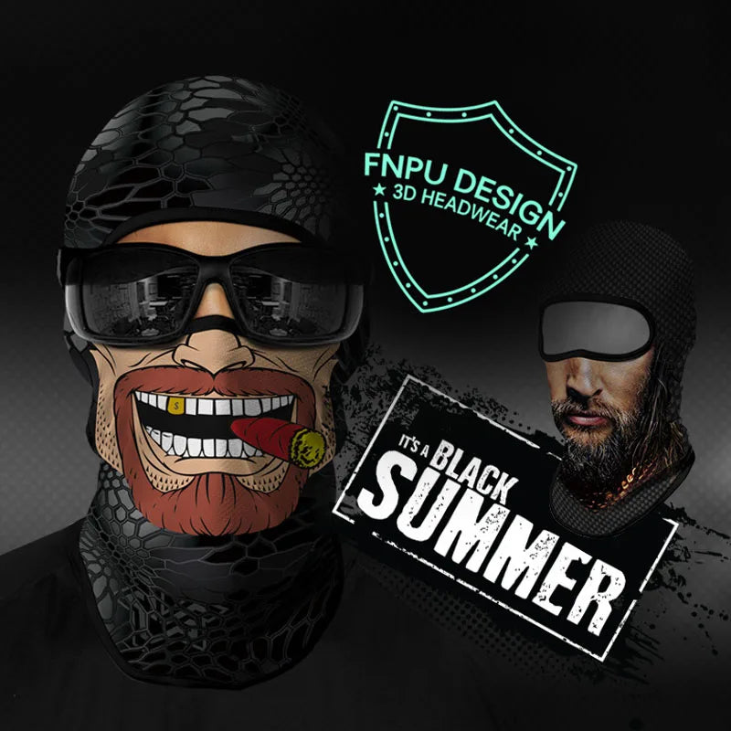 3D Funny Mask Motorcycle Face Cover Ski Mask Joker Skull Balaclava Headgear Outdoor Hiking Camping Neck Gaiter Bandana Scarf Men Oasis Select