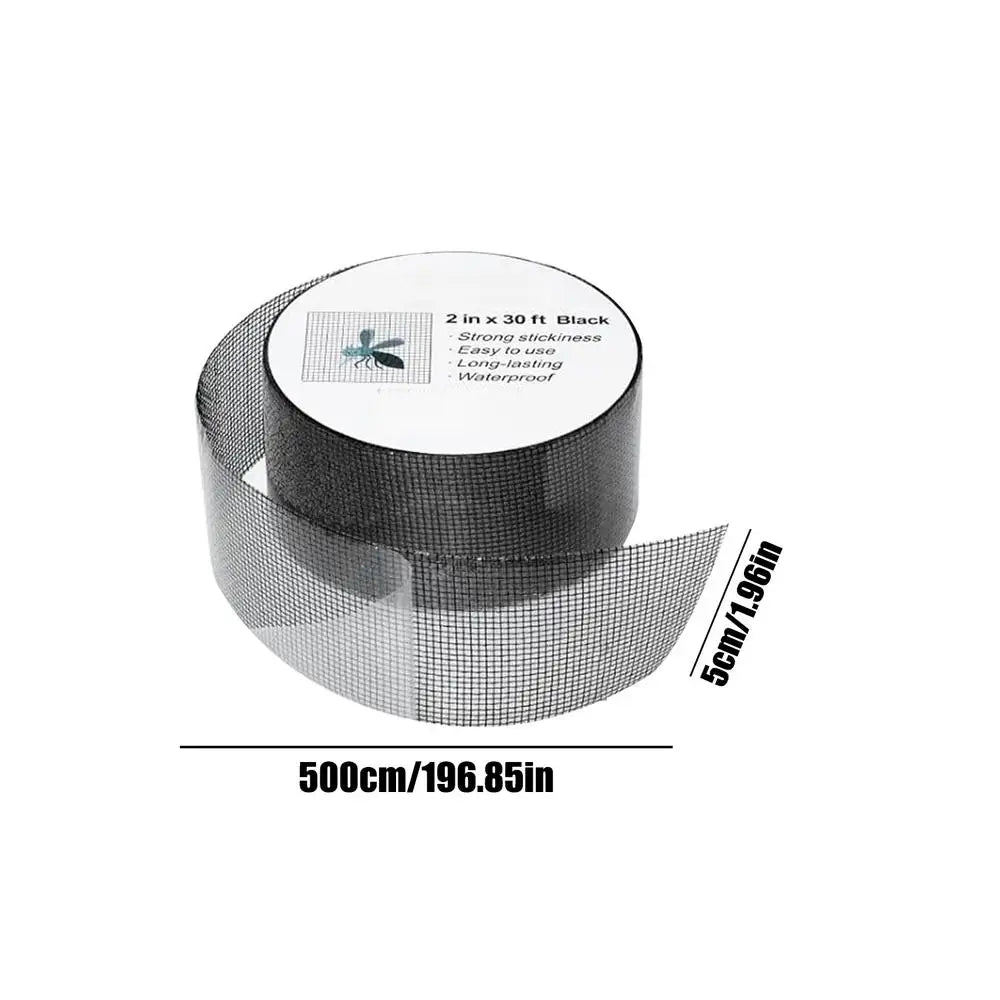 Window Screen Repair Tape Strong Adhesive Cuttable Universal Screen Window Mend Patches for Patio RV Camper Pool Railings Oasis Select Black 50mmX5 meters