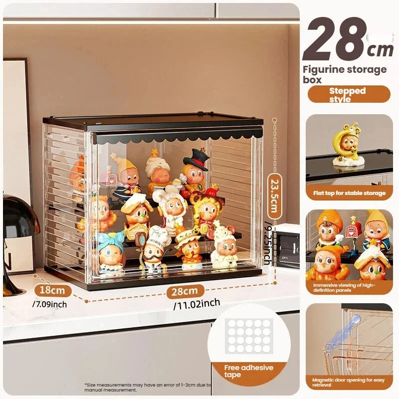Acrylic storage box, blind box, cute figurine storage box, cute figurine toy storage box, sealed storage rack Oasis Select stairs style-cream 1