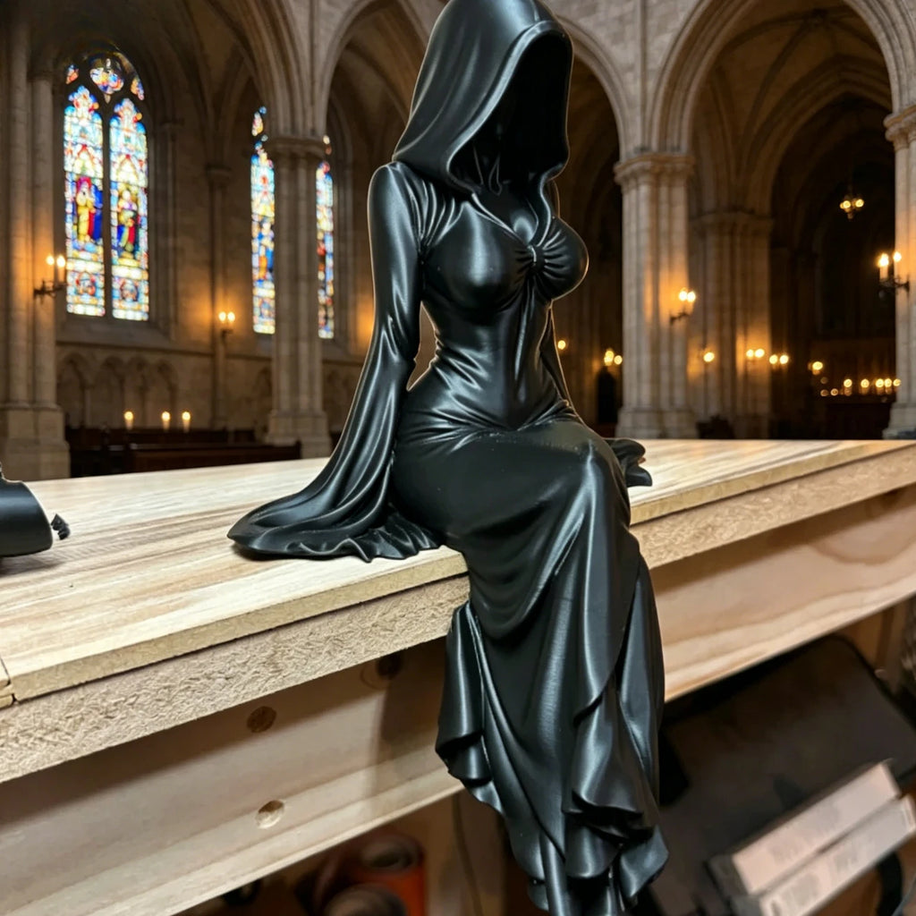 Gothic Faceless Sitting Lady Statue Black Desktop Ornament Dark Queen Figure Decor for Home Office Shelf Halloween Party Oasis Select